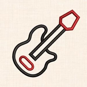Guitar Outline Machine Embroidery Design