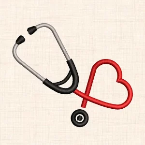 Stethoscope and heart machine embroidery design for healthcare projects