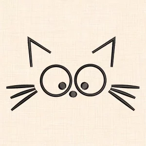 Funny Cat Face Embroidery Design - preview