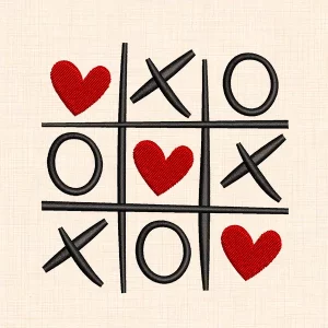 Love Tic Tac Toe Embroidery Design - preview