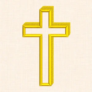 3D Golden Cross Embroidery Design - preview