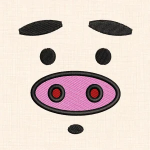 Surprised Pig Face Embroidery Design - preview